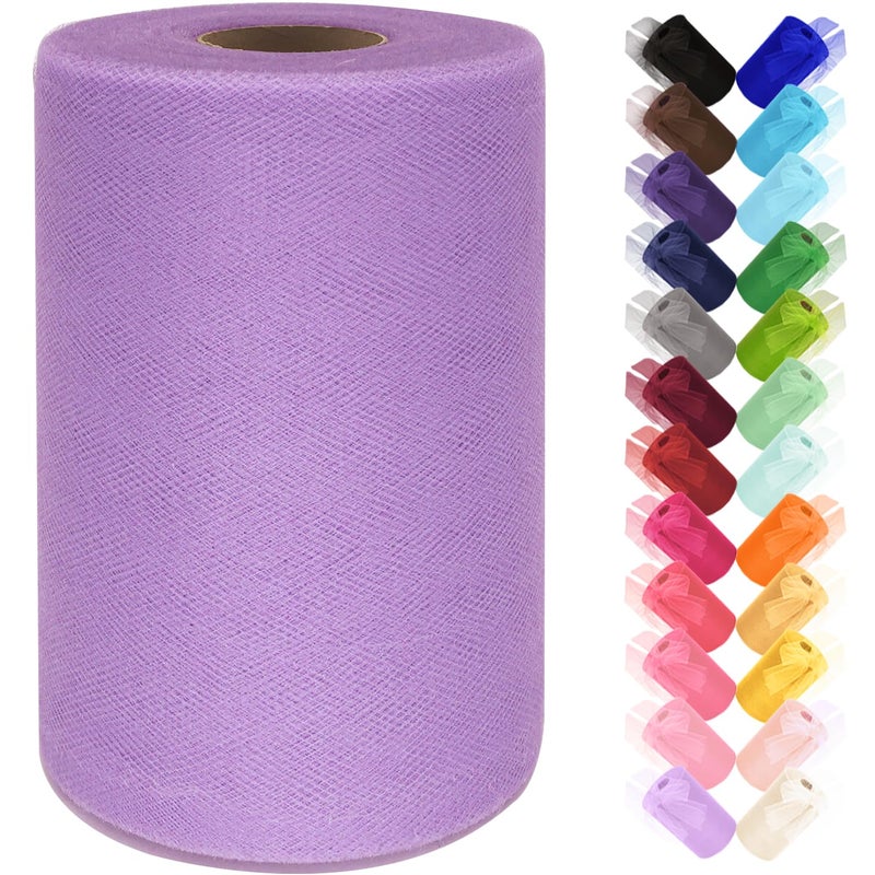 Ableme Deco Tulle Fabric Roll 6 Inch by 100 Yards (300 ft) Tulle Ribbon Sheer Mesh Netting for DIY Tutu Skirt Gift Wrapping Wedding Baby Shower Birthday Halloween Party Decorations Crafts, 34 Colors (Lavender) - Image 1